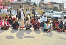 Villagers protesting against brutal rape and murder of a six-year-old girl in Manipur.
