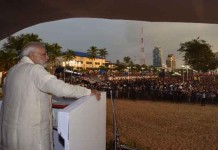 Prime Minister Narendra Modi addressing a public meeting at Kozhikode in Kerala. (source: Twitter)