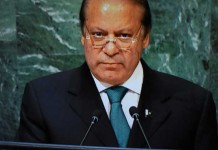 Pakistan Prime Minister Nawaz Sharif addressing the Unied Nations General Assembly where he raised the Kahmir issue and called terrorist Burhan Wani a freedom fighter.