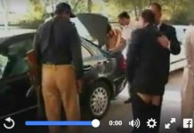 A video is going viral on social media that shows the Pakistan Defence Minister’s trouser dropped hearing a gunshot.