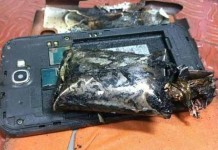 A Samsung Galaxy Note 2 phone caught fire mid-air on a IndiGo flight from Singapore to Chennai. (source: Twitter)