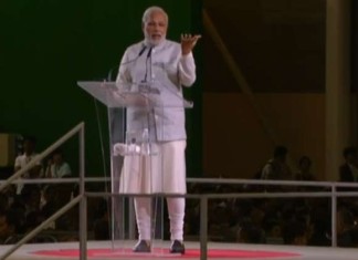 India Prime Minister Narendra Modi speaking to Indian community live in Singapore.