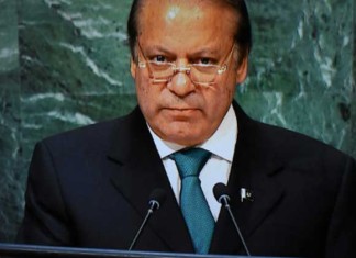 Pakistan Prime Minister Nawaz Sharif addressing the Unied Nations General Assembly where he raised the Kahmir issue and called terrorist Burhan Wani a freedom fighter.