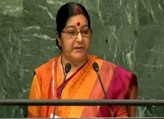 India's External Affairs Minister Sushma Swaraj addresses the 71st #UNGA session in the New York city.